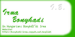 irma bonyhadi business card